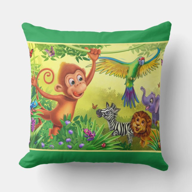 Jungle animals children's large pillow (Front)