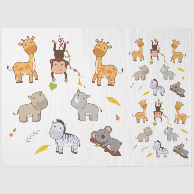 Jungle Animals Collection 1 Decoupage Tissue Paper (Front)