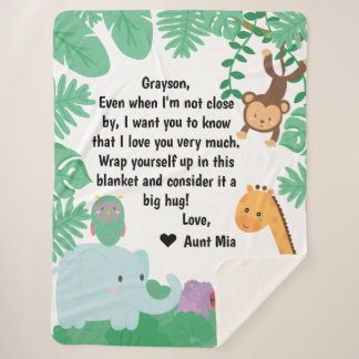 Jungle Animals Custom Message or Letter Sherpa Blanket