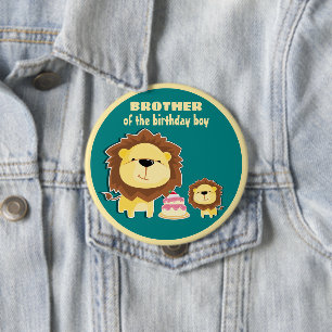 Jungle animals cute lion cub kids birthday cake  10 cm round badge