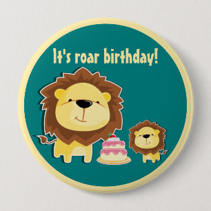 Jungle animals cute lion cub kids birthday cake 10 cm round badge