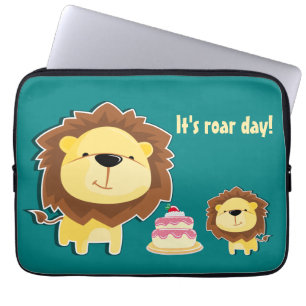 Jungle animals cute lion cub kids birthday cake laptop sleeve
