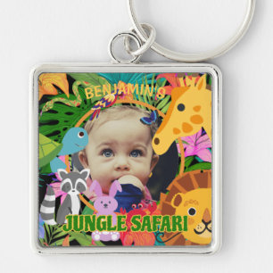 Jungle animals cute personalised baby photo key ring