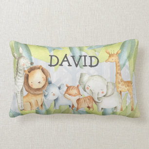 Jungle Animals Cute Safari Personalized Lumbar Cushion
