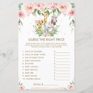 Jungle Animals Floral Guess the Right Price Game