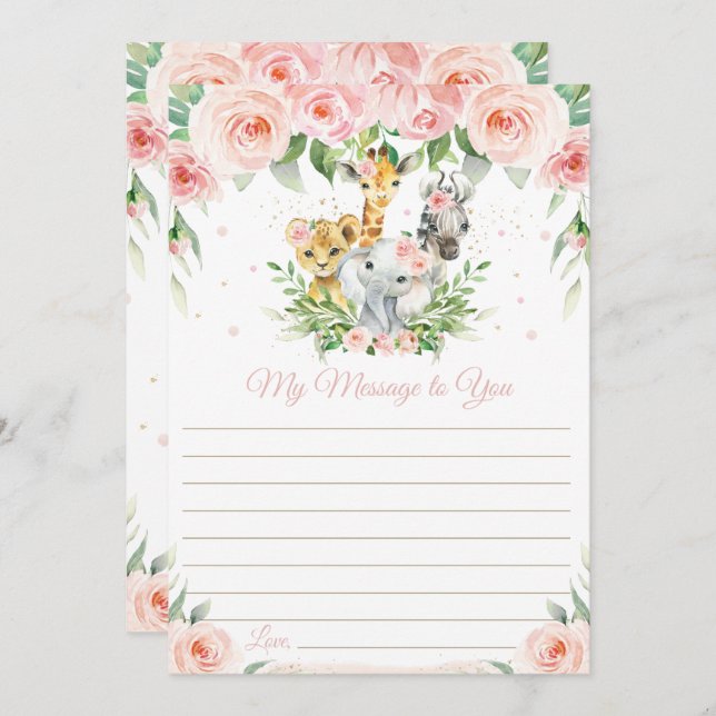 Jungle Animals Floral Time Capsule Message Card (Front/Back)