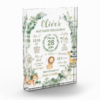 Jungle Animals Greenery Baby Birth Print Stats  