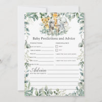 Jungle Animals Greenery Baby Predictions Game Card