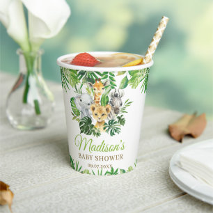 Jungle Animals Greenery Baby Shower Birthday  Paper Cups