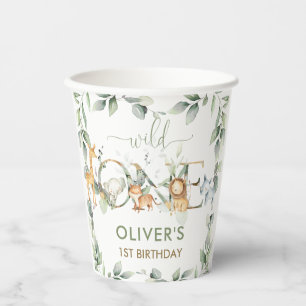 Jungle Animals Greenery Wild One 1st Birthday  Paper Cups
