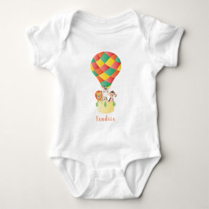 Jungle Animals Hot Air Balloon Colorful Baby Bodysuit