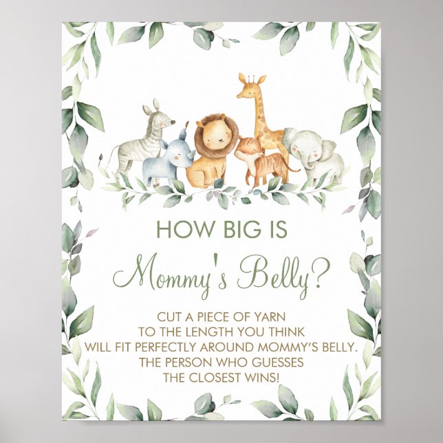 Jungle Animals How Big is Mummy's Belly Game Poster (Front)