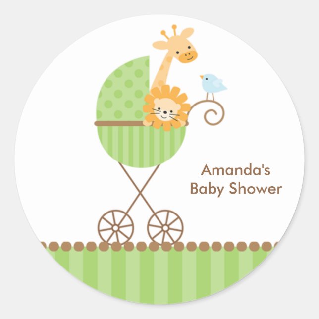 Jungle Animals in Green Stroller Stickers (Front)