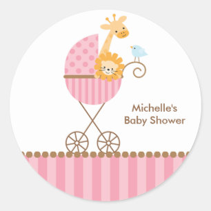 Jungle Animals in Pink Stroller Stickers