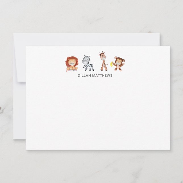 Jungle Animals Kids note cards (Front)