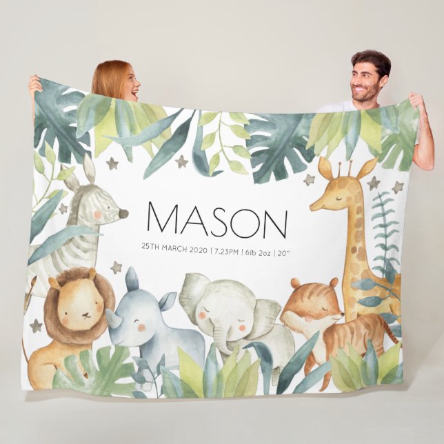 Jungle animals large safari blanket for kids (In Situ)