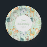 JUngle animals mint gender neutral 1st birthday Paper Plate<br><div class="desc">JUngle animals mint gender neutral 1st birthday Paper Plate</div>