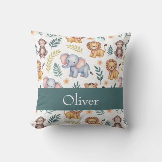 Jungle Animals Personalised Elephants and Lions Cushion