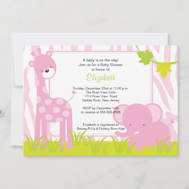 Jungle Animals Safari Baby Shower Invitation (Front)
