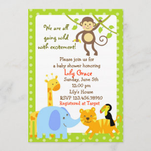Jungle Animals Safari Baby Shower invitations