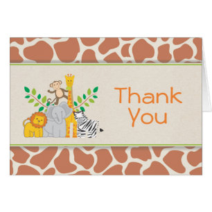 Jungle Animals Safari Baby Shower Thank You Card
