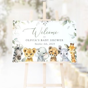 Jungle Animals, Safari, Baby Shower Welcome Poster