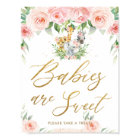 Jungle Animals Safari Blush Pink Floral Treat Sign