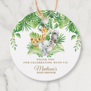 Jungle Animals Safari Greenery Thank You Favour Tags
