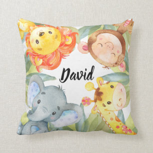 Jungle Animals Safari Nursery Decor Personalized Cushion