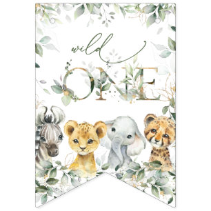 Jungle Animals, Safari, Wild One, First Birthday Bunting