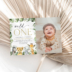 Jungle Animals, Safari, Wild One, First Birthday Invitation
