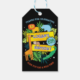 JUNGLE ANIMALS SAFARI ZOO Birthday Paper  Gift Tags