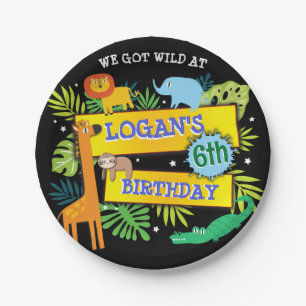 JUNGLE ANIMALS SAFARI ZOO Birthday Paper  Plate