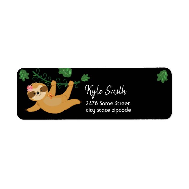 Jungle Animals Sloth Custom Address Labels (Front)