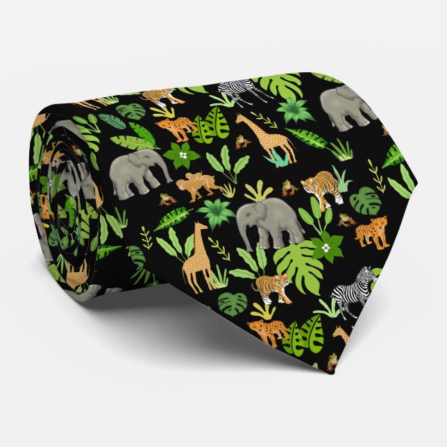 Jungle Animals Tie (Rolled)
