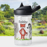 Jungle Animals Tiger Elephant Monkey Child's Name Water Bottle<br><div class="desc">Jungle Animals Tiger Elephant Monkey Child's Name</div>