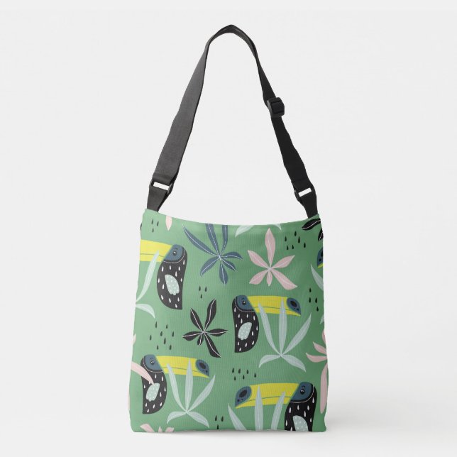 Jungle animals, tropical elements, seamless. crossbody bag (Front)