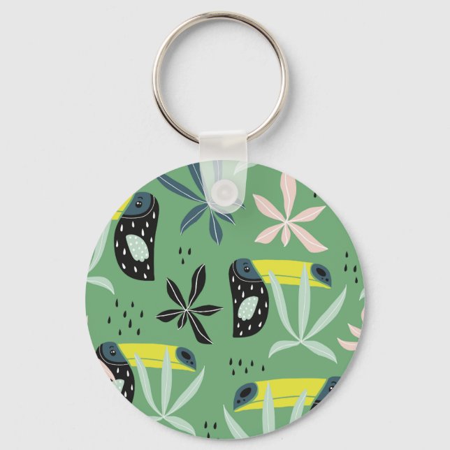 Jungle animals, tropical elements, seamless. key ring (Front)