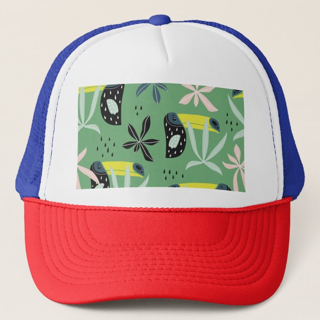 Jungle animals, tropical elements, seamless. trucker hat (Front)