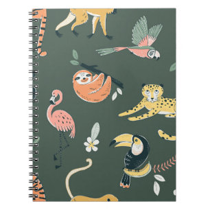 Jungle Animals Vintage Flora Fauna Notebook
