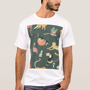Jungle Animals Vintage Flora Fauna T-Shirt