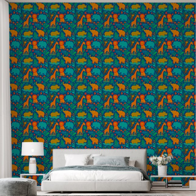 Jungle animals wallpaper (Bedroom)