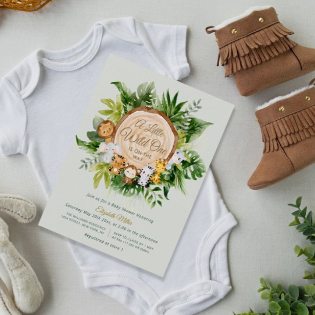 jungle animals wild one baby shower invitation (Creator Uploaded)