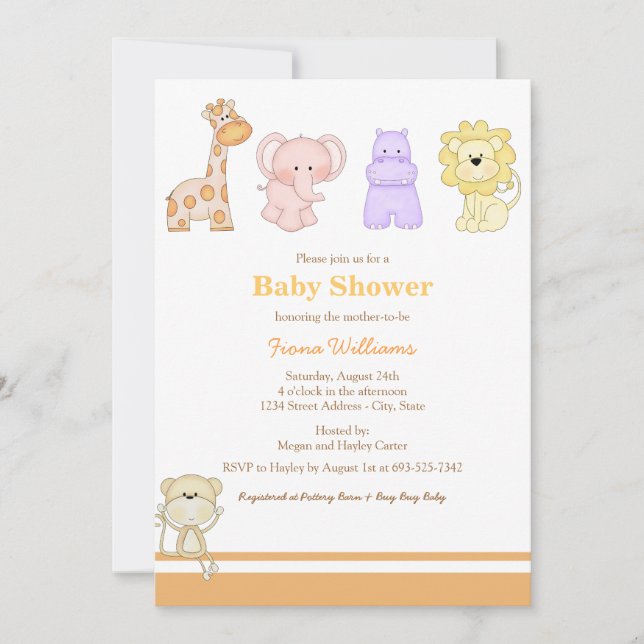 Jungle Babies Baby Shower Invitation (Front)