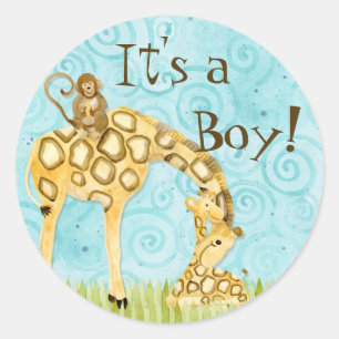 Jungle Babies, Boy Baby Stickers - Blue