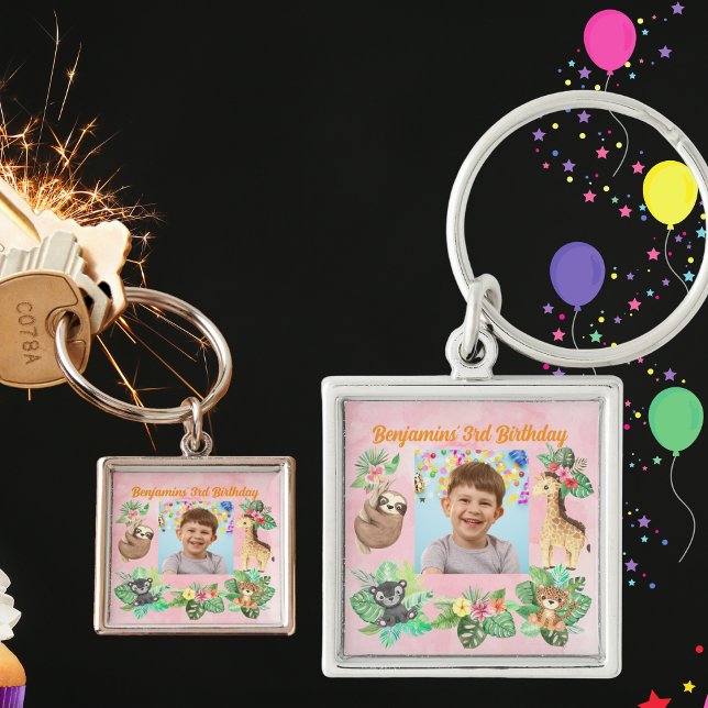 Jungle Baby Animals 3rd Birthday Photo Key Ring (Creator Uploaded)