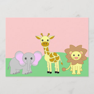 Jungle Baby Animals 5x7 Baby Shower Invitations