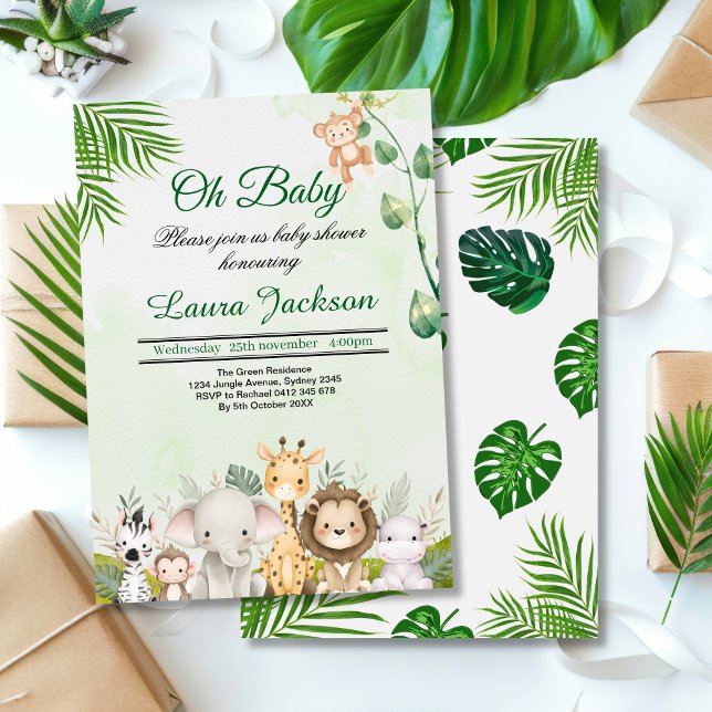 jungle baby boy shower wild tropical invitation (Creator Uploaded)