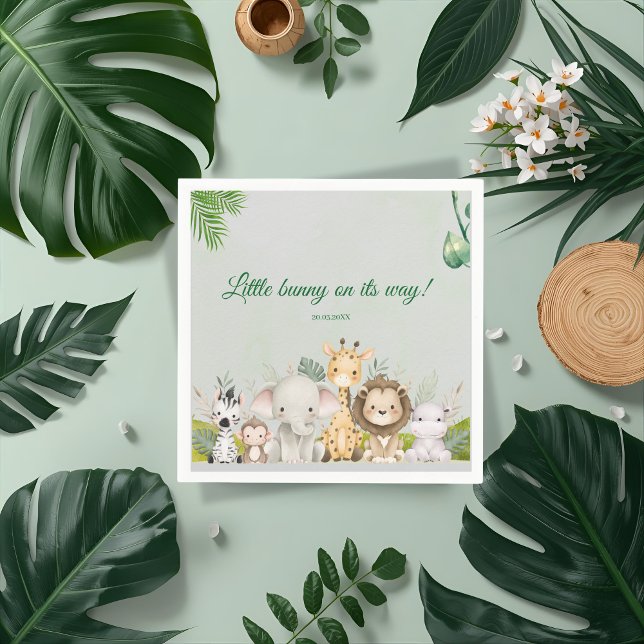 jungle baby boy shower wild tropical Invitation Napkin (Creator Uploaded)
