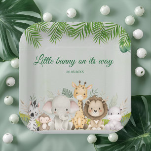 jungle baby boy shower wild tropical Invitation  Paper Plate